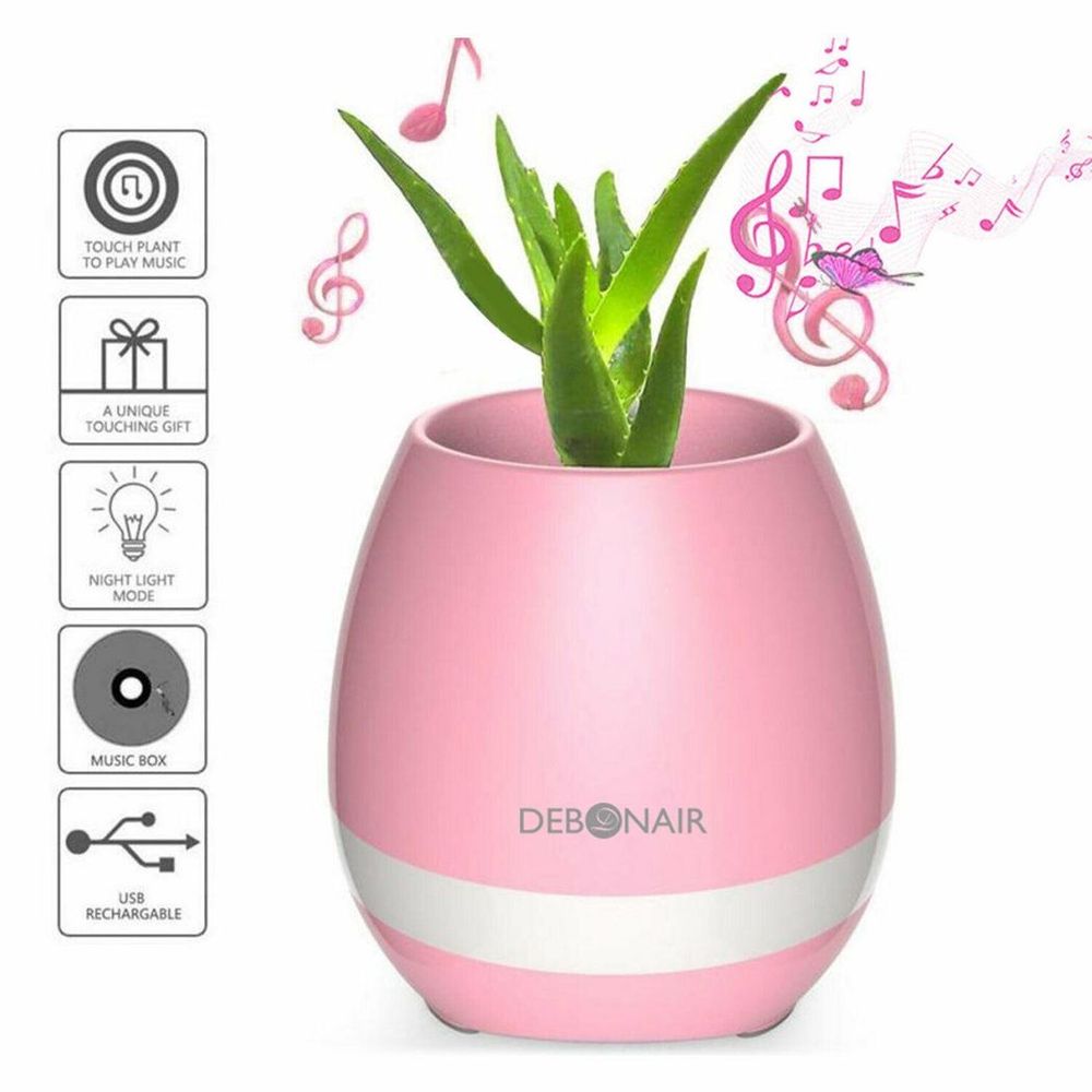 Debonair Music Flower Pot Bluetooth Speaker - for Bedroom, Office & Living Room - [Pink]