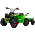 Electric Quad Bike, 6V Kids Ride-On ATV with Back Trailer - Green
