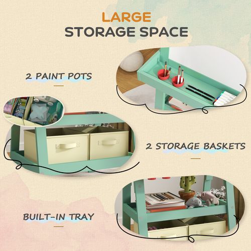 Double-Sided Art Easel for Kids w/ Paper Roll, Storage Baskets