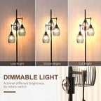 Industrial 3-Light Floor Lamp, Dimmable Black, 170cm
