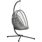 PE Hanging Swing Chair w/ Thick Cushion, Patio Hanging Chair, Grey