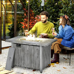 Gas Fire Pit Table - 50,000 BTU Burner, Cover, Glass Screen