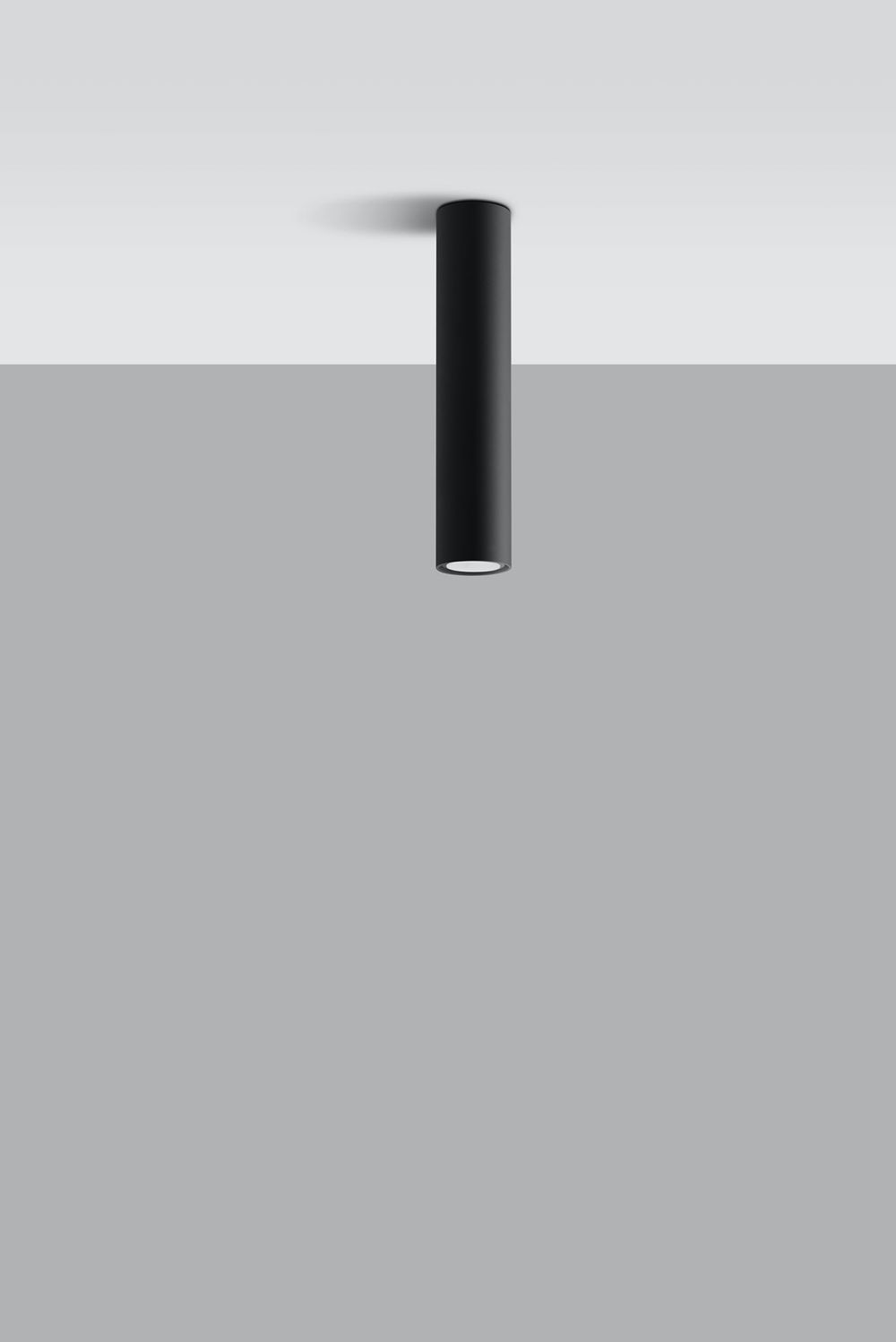 Black Round Tube Ceiling Lamp - Modern Loft Design, LED GU10