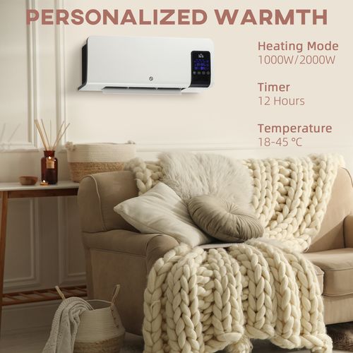 2000W Wall Mounted Ceramic Heater with Remote Control for Home