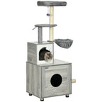 Cat Litter Box Enclosure + House + Bed + Scratching Posts + Platform