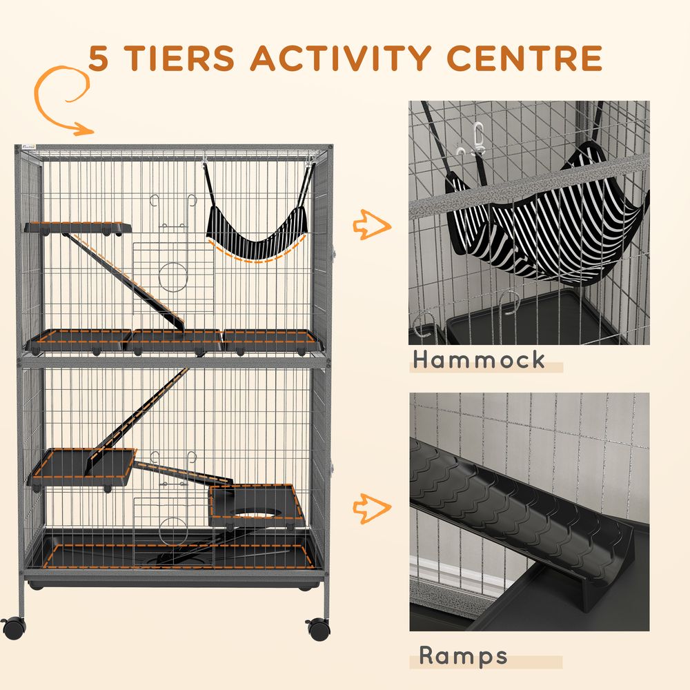 Small Animal Cages: Chinchilla Ferret Kitten on Wheels, Hammock Tray