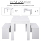 Modern White Particle Board Dining Set - Table & Benches - Compact - for Home & Small Businesses