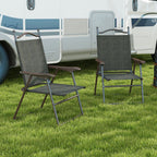 Folding Chairs - Armrests, Breathable Fabric, Dark Brown