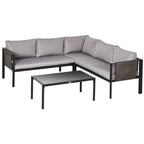 4 Piece Garden Furniture Set w/ Breathable Mesh Pocket, Light Grey