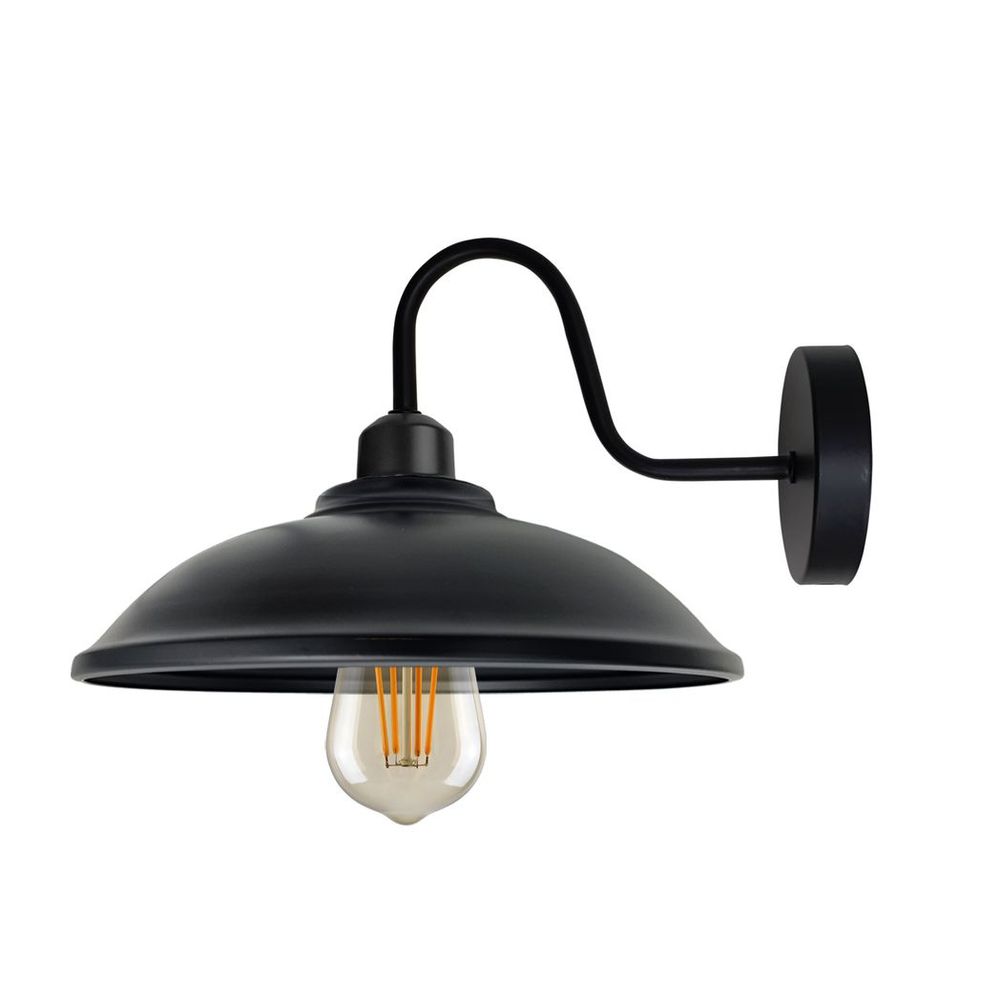 Elegant Black Wall Light Fixture, Vintage Wall Sconce, E27 Base, Dimmable, Hemisphere Shape Shade