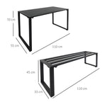 3-Pc Metal Table & Bench Set - Black - Transform Your Garden Instantly