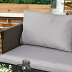 4 Piece Garden Sofa Set w/ Tempered Glass Coffee Table Padded Cushions