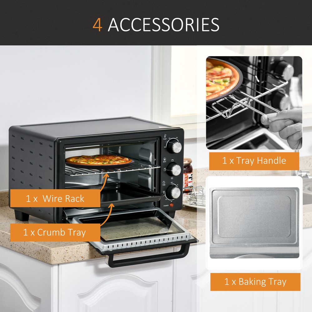 21L Mini Oven, Grill, Toaster Timer, Baking Tray & Wire Rack - 1400W