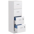 4 Drawer File Cabinet Locking Filing Cabinet, Black Wood Effect White