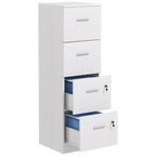4 Drawer File Cabinet Locking Filing Cabinet, Black Wood Effect White