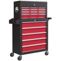 Rolling Tool Chest Lockable Roller Cabinet with 14 Drawers Red