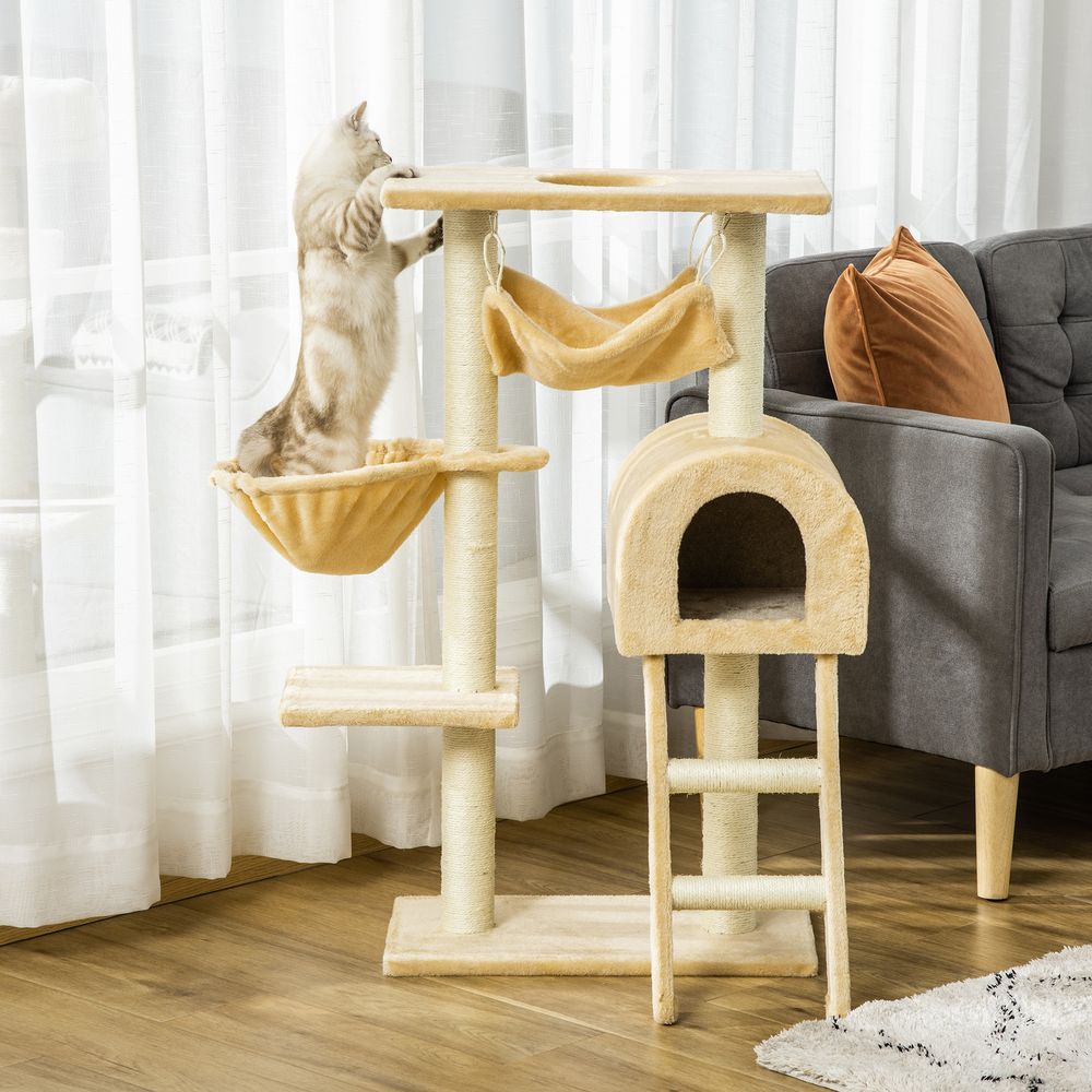 Cat Tree - Sisal Scratching Post, Plush Hammock, Cozy House