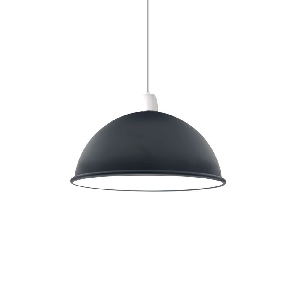 Vintage Black Industrial Dome Pendant Lamp Shade - Easy Fit E27 Light Fitting 60W - Metal Construction