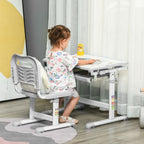 Adjustable Tiltable Kids Desk & Chair Set w/ Drawer, Pen Slot, Hook