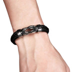 Men's Leather Infinity Bracelet - Birthday Christmas or Valentines Day Gift