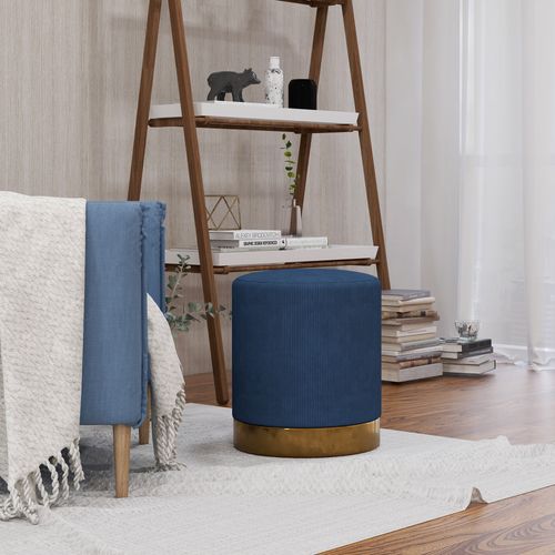Modern Round Footstool, Fabric Upholstered Foot Rest