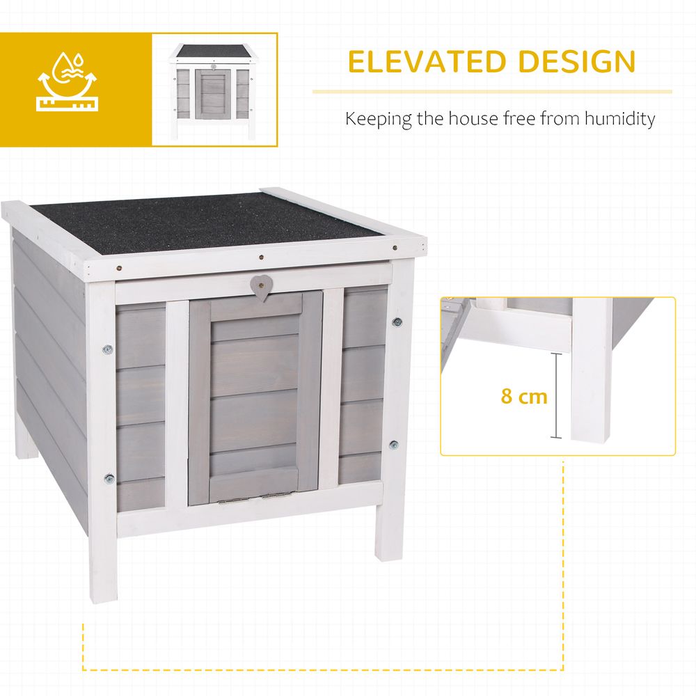 Wooden Rabbit Hutch Outdoor, Guinea Hutch, Rabbit Hideaway, Cat House, Bunny Cage Small Animal House 51 x 42 x 43 cm, Grey
