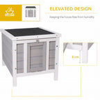 Wooden Rabbit Hutch Outdoor, Guinea Hutch, Rabbit Hideaway, Cat House, Bunny Cage Small Animal House 51 x 42 x 43 cm, Grey