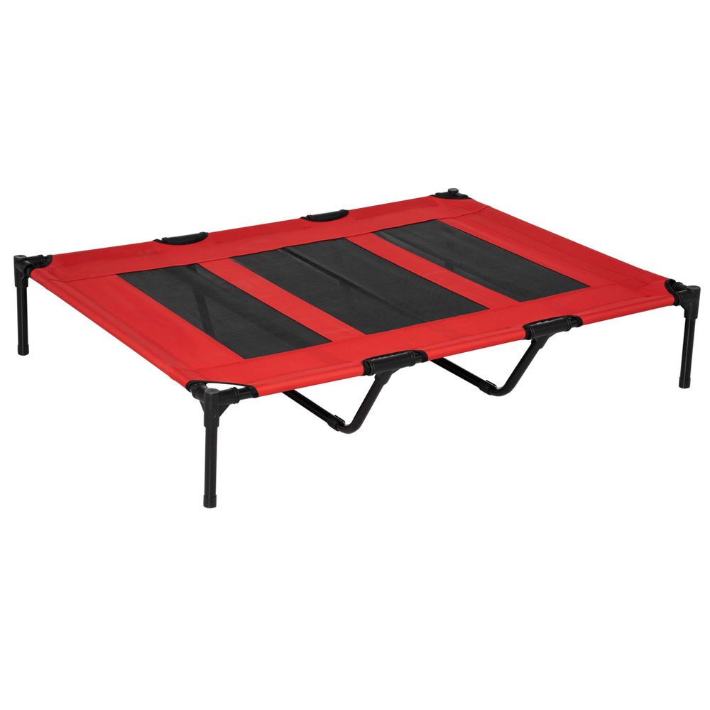 Raised Dog Bed Cooling Elevated Pet Cot with Breathable Mesh for Indoor Outdoor Use Red, XX Large, 122 x 92 x 23cm