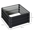 Set of 2 Galvanised Raised Garden Bed Boxes - Easy Setup - Grey