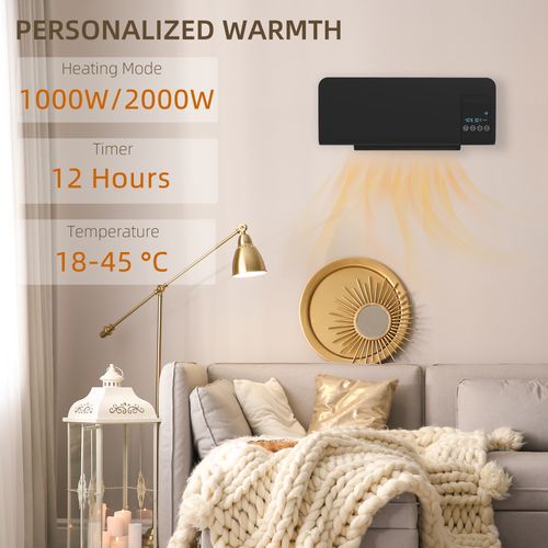2000W Wall Mounted Ceramic Heater with Remote Control for Home