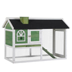 2 Tiers Rabbit Hutch and Run Wooden Guinea Pig Hutch Outdoor with Sliding Tray, Ramp, Water-resistant Roof, for 2-4 Rabbits