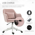 Office Chair with Rechargeable Electric Vibration Massage Lumbar Pillow, Wheels with Included Detail