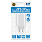 FX Dual EU Charger USB-C & USB-A, White - Compact, Portable & Travel-Friendly