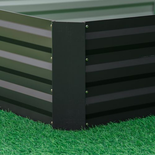 Galvanised Raised Garden Bed Metal Planter Box with Open Bottom, Grey