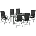 7pc Outdoor Dining Set - Folding Chairs, Aluminum Table - Patio Furniture