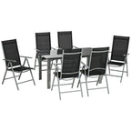 7pc Outdoor Dining Set - Folding Chairs, Aluminum Table - Patio Furniture
