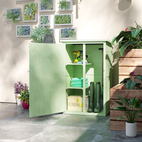 Garden Shed Outdoor Tool Storage w/ 2 Shelves 75 x 56 x115cm Green