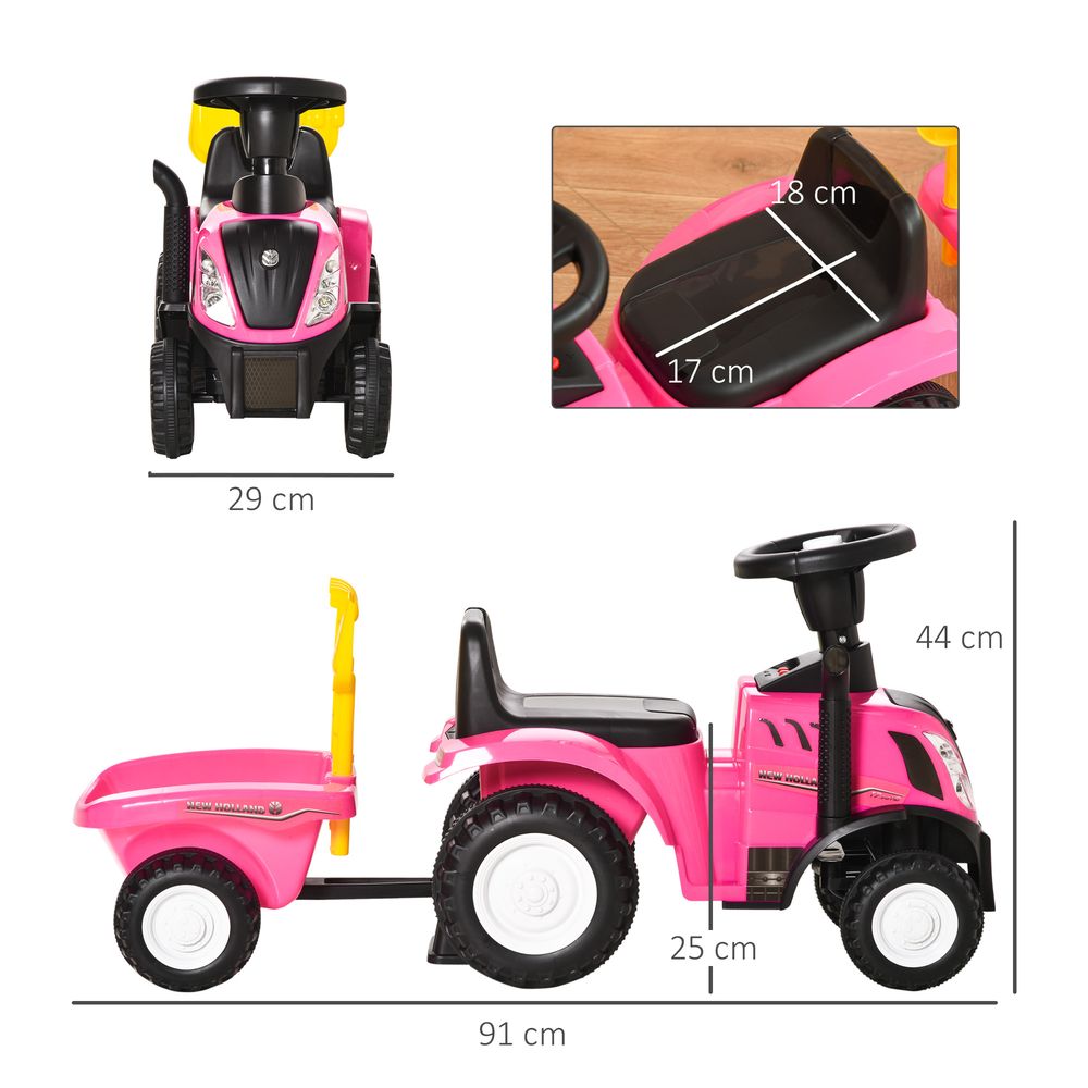 Pink Sliding Car w/Horn - Indoor & Outdoor - Ages 12-36 Months - 25 kg Load - Battery Powered