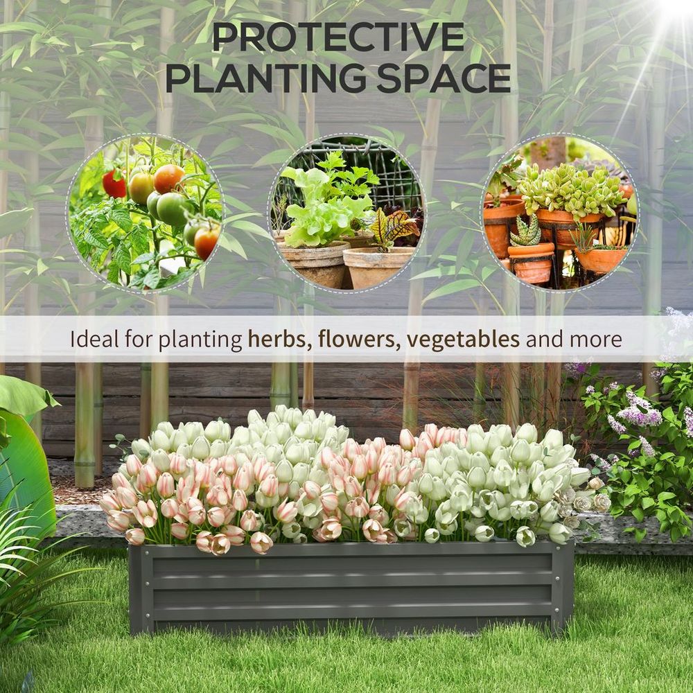 Raised Garden Bed - Elevated Planter Box for Flowers - Light Grey in Grey