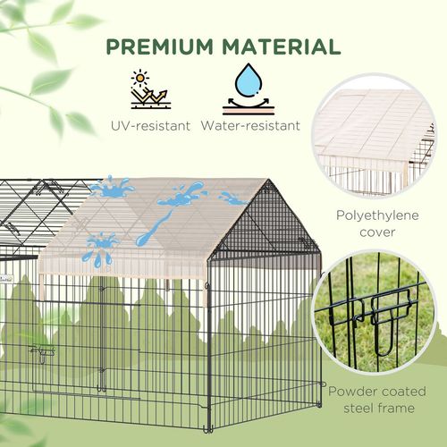 Chicken Run Coop with Cover, Outdoor Poultry Shade Cage, Beige