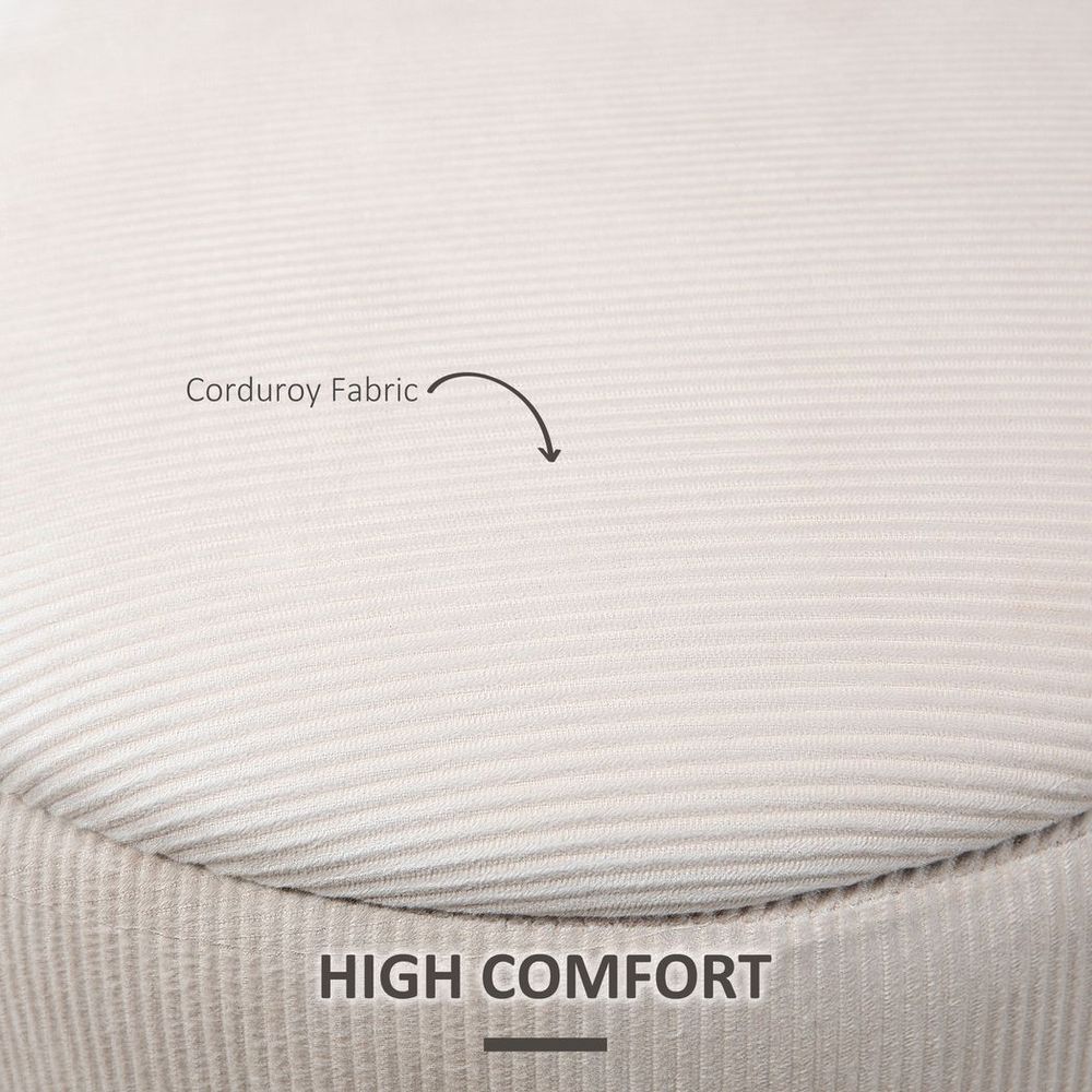 Corduroy Storage Ottomans, Set of 2, Removable Lid, Cream White