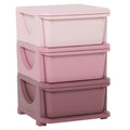 Kids Storage Units with 3 Drawers 3 Tier Chest Vertical Dresser Tower Toy Organizer for Nursery Playroom Kindergarten Pink