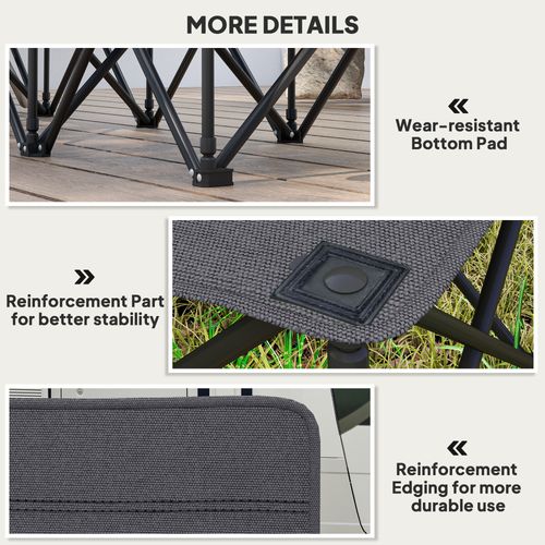 6 Seater Folding Bench Camping Chair with Cup Holder, Charcoal Grey