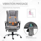 Comfort 6-Point Vibrating Massage Office Chair - Grey - Microfibre Upholstery