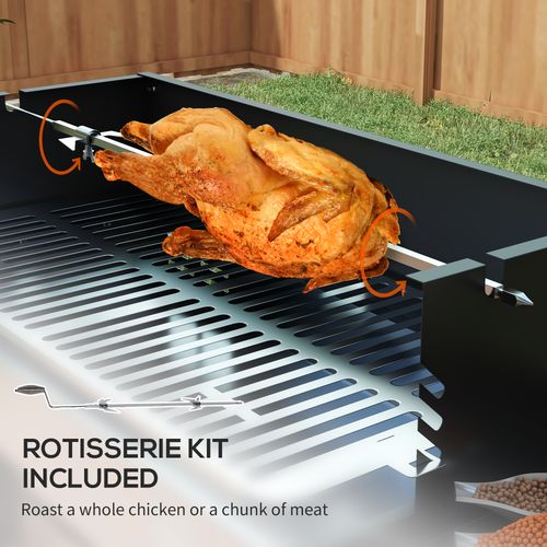Charcoal Spit Roasting Machine w/ 3-Tier Grill Grate & Foldable Shelves