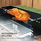 Charcoal Spit Roasting Machine w/ 3-Tier Grill Grate & Foldable Shelves