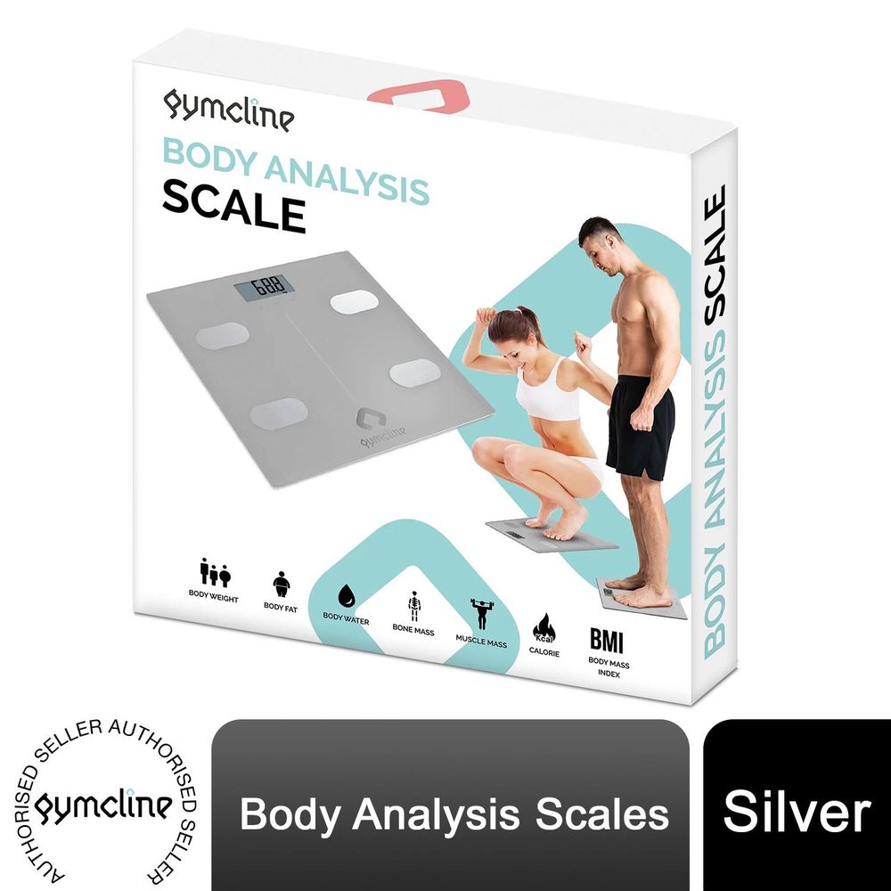 Body Analysis Scale w/ BMI Report & Daily Calorie Intake Guide, Silver