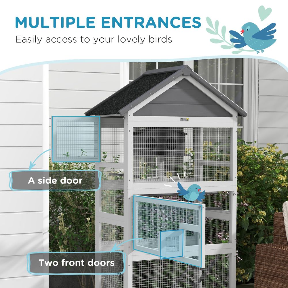 Bird Cage - Finches, Parakeets, Small Birds - Grey