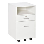 Mobile File Cabinet Lockable Storage Unit Cupboard for A4 Letter Home Filing Furniture for Office, Bedroom and Living Room, 39x40x65cm, White