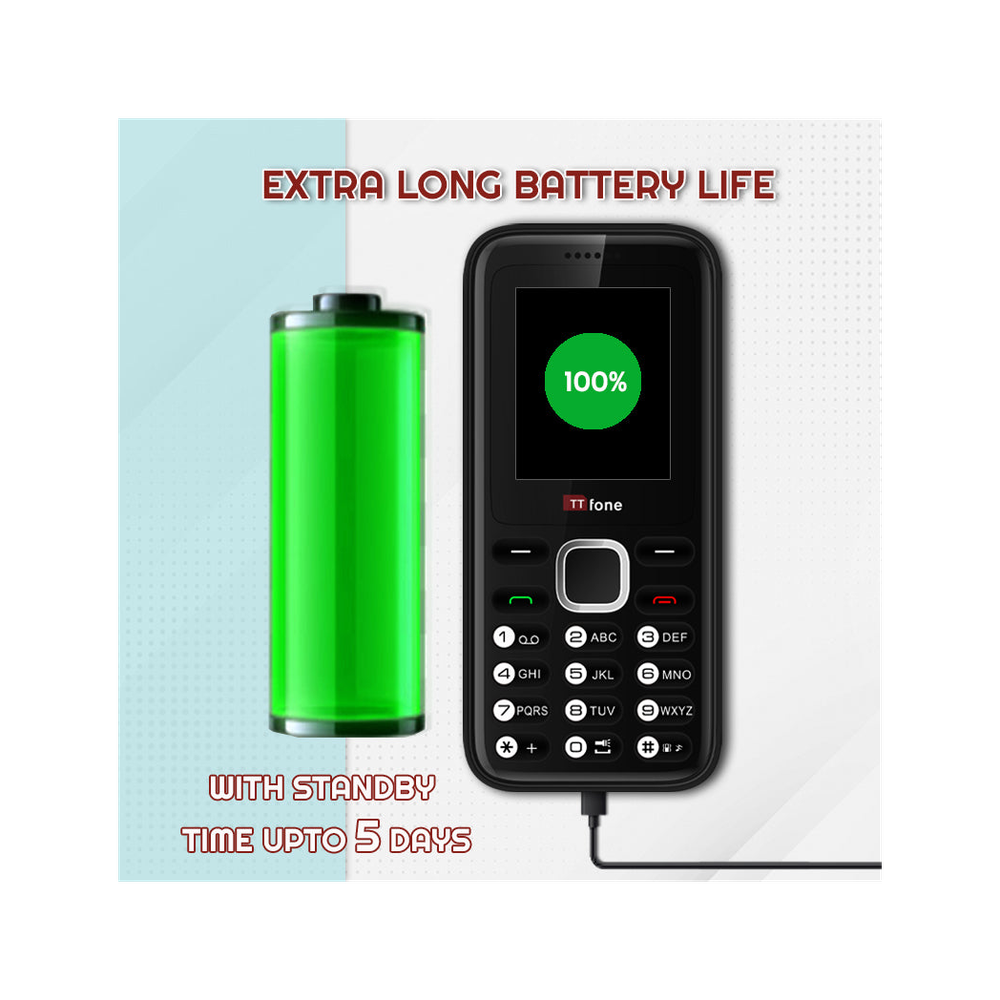 Black Dual SIM Mobile w/ USB Cable - Unlocked for any SIM card, Pay As You Go SIM Included